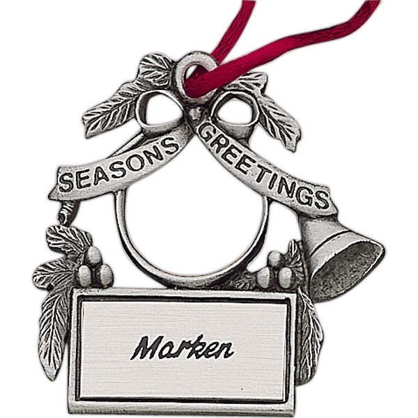 Horn Christmas ornament with cord and antique pewter finish.... from ASI 68760 Marken Industries / Marken