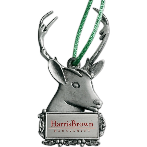 Reindeer Christmas ornament with cord and antique pewter finish.... from ASI 68760 Marken Industries / Marken