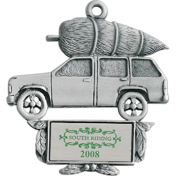 Truck with Tree Christmas ornament with cord and antique pewter finish.... from ASI 68760 Marken Industries / Marken