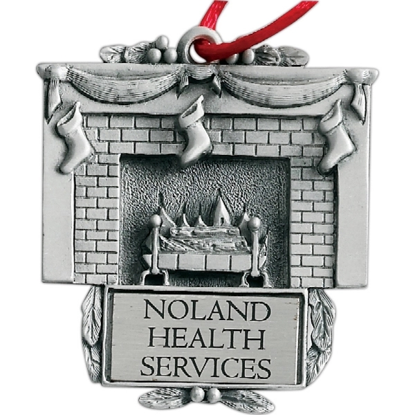 Fireplace Christmas ornament with cord and antique pewter finish.... from ASI 68760 Marken Industries / Marken