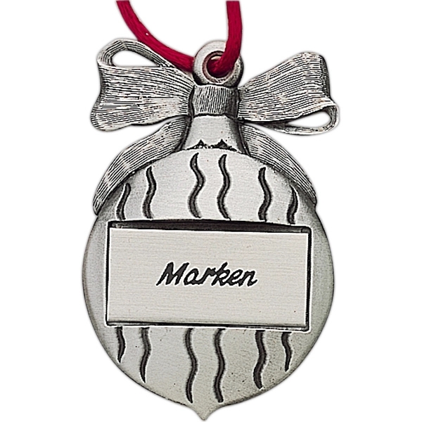 Ball Christmas ornament with cord and antique pewter finish.... from ASI 68760 Marken Industries / Marken