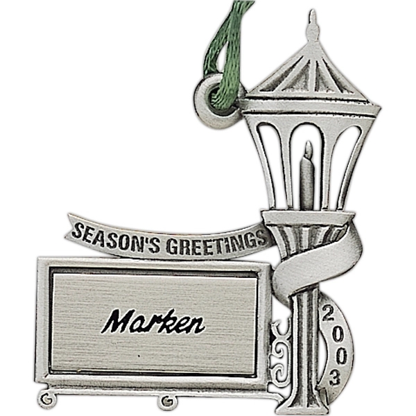 Lantern on Post (2025) Christmas ornament with cord and antique pewter... from ASI 68760 Marken Industries / Marken