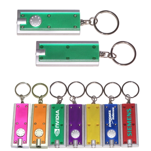 Slim rectangular flash light with swivel key chain, green.... from ASI 74585 Nu Promo International / Nu Promo Line