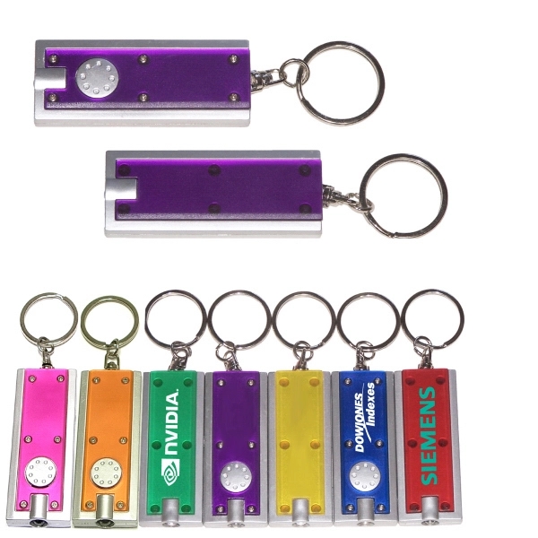 Slim rectangular flash light with swivel key chain, purple.... from ASI 74585 Nu Promo International / Nu Promo Line