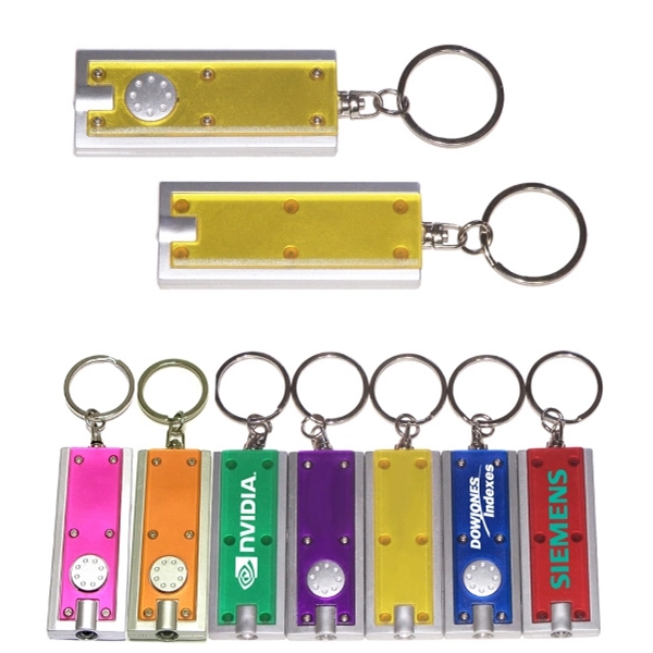 Slim rectangular flash light with swivel key chain, yellow.... from ASI 74585 Nu Promo International / Nu Promo Line