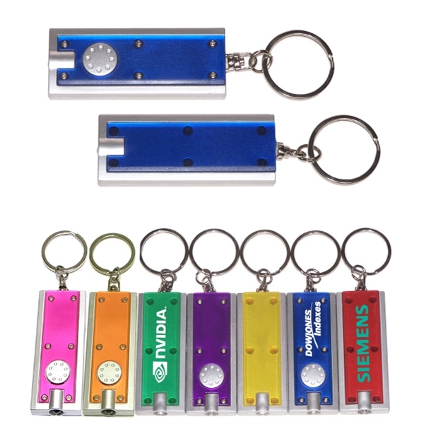 Slim rectangular flash light with swivel key chain, blue.... from ASI 74585 Nu Promo International / Nu Promo Line