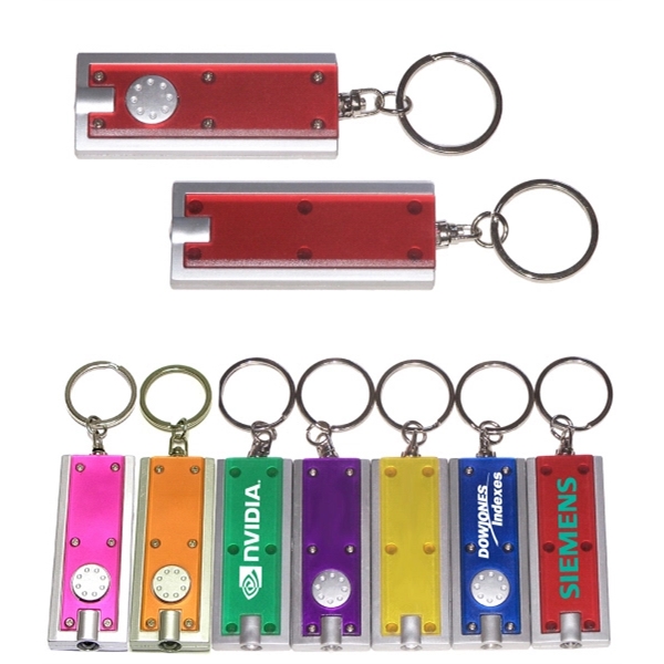 Slim rectangular flash light with swivel key chain, red.... from ASI 74585 Nu Promo International / Nu Promo Line