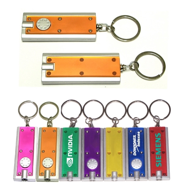 Slim rectangular flash light with swivel key chain, orange.... from ASI 74585 Nu Promo International / Nu Promo Line