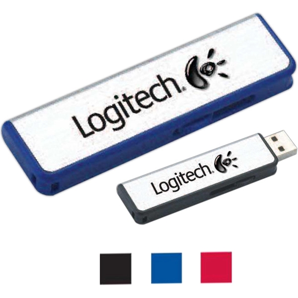 2 5/8" x 1 1/4" flash drive with metallic finish, slide... from ASI 90859 Tempo Industries Inc / Tempoline