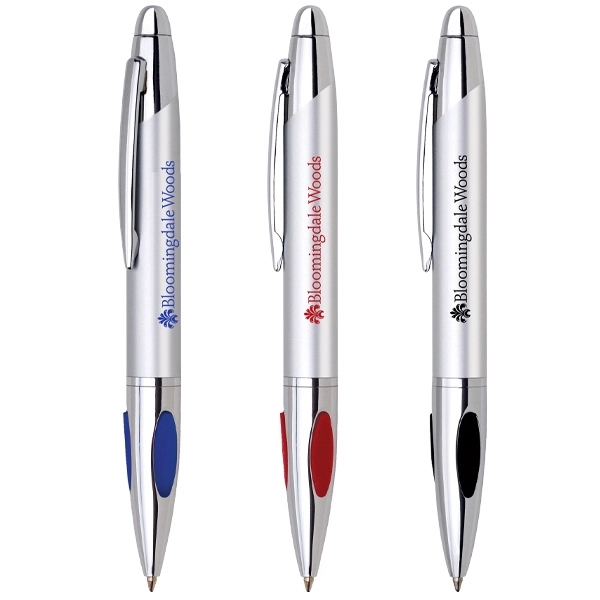 Twist action ballpoint pen, silver barrel with cushion grip, chrome plated... from ASI 40544 Binaco / Binaline