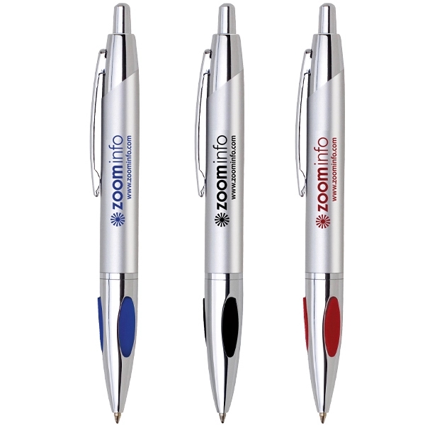 Click action ballpoint pen, silver barrel with cushion grip, chrome plated... from ASI 40544 Binaco / Binaline