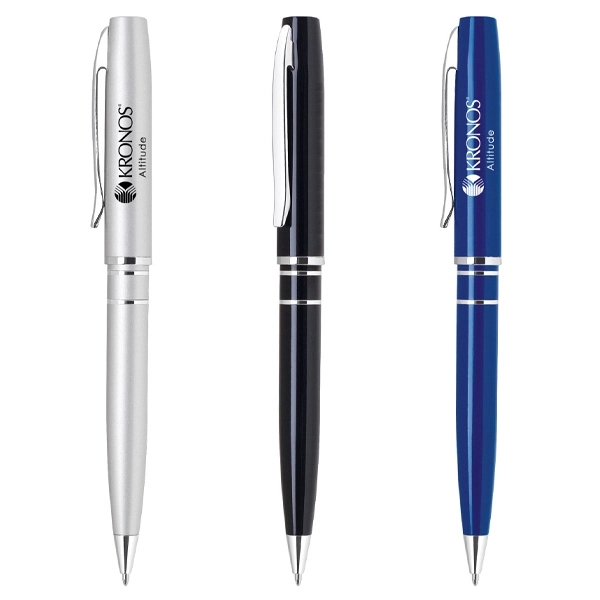 Twist action aluminum ballpoint pen, enamel lacquered body, chrome accents.... from ASI 40544 Binaco / Binaline