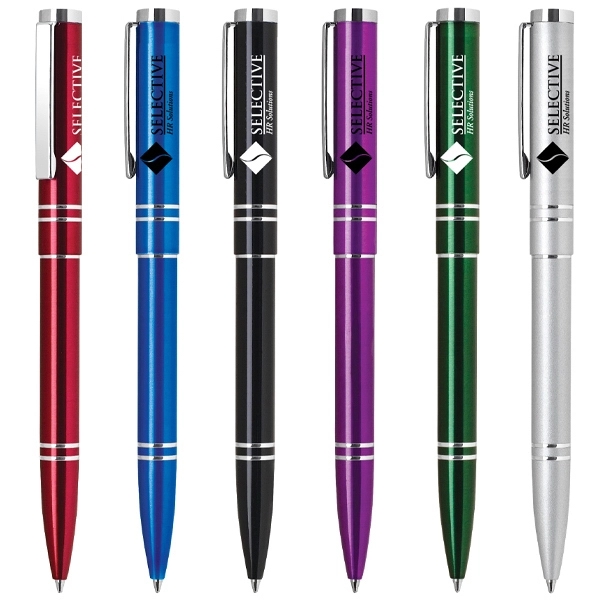 Click action aluminum ballpoint pen, chrome accents. Standard ink refill is... from ASI 40544 Binaco / Binaline