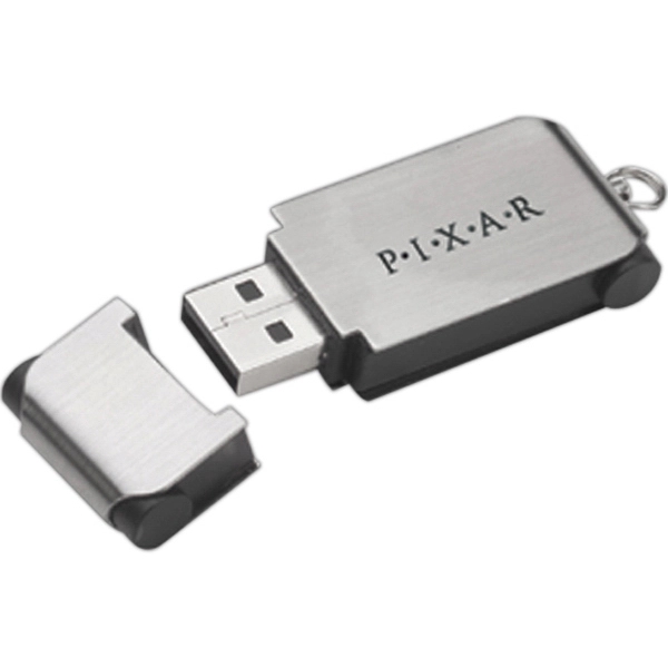 2" x 3/4" silver USB flash drive with black trim and... from ASI 90859 Tempo Industries Inc / Tempoline