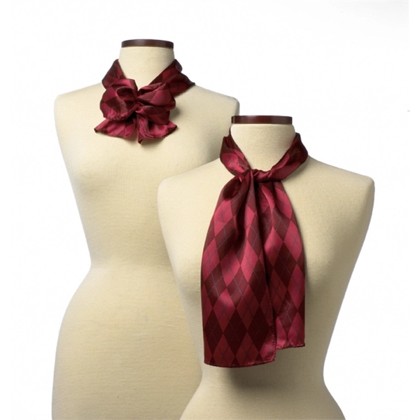 Maroon and red argyle pattern 8" x 45" silk scarf.... from ASI 98085 Wolfmark