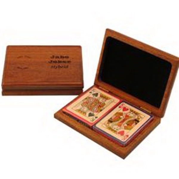 Wood card box with 2 decks of poker size playing cards.... from ASI 88156 Solid Dimensions Inc / Solid Dimensions Line
