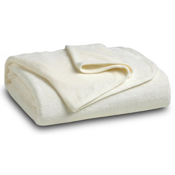 Ivory white coral fleece throw blanket finished with matching binding.... from ASI 98085 Wolfmark