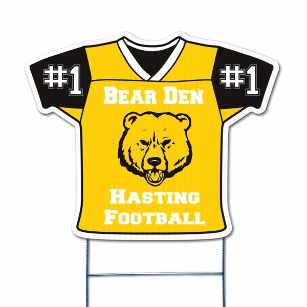 Die cut yard sign, weather resistant, cut from corrugated vinyl material.... from ASI 77280 Pepco Poms / Pepco Poms