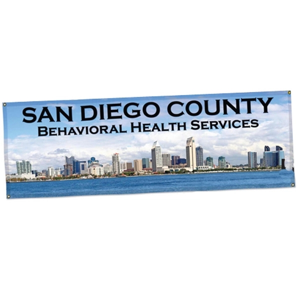 Durable scrimmed vinyl banner with grommets and braided nylon rope.... from ASI 77280 Pepco Poms / Pepco Poms