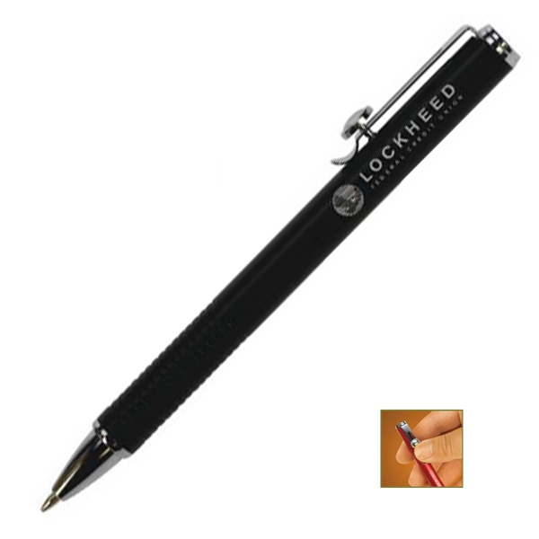 Retractable metal ballpoint pen. Iridescent and innovative pen retracts from clip.... from ASI 46755 Cosmo Promos / Cosmo Fiber