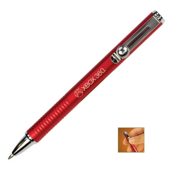 Retractable metal ballpoint pen. Iridescent and innovative pen retracts from clip.... from ASI 46755 Cosmo Promos / Cosmo Fiber