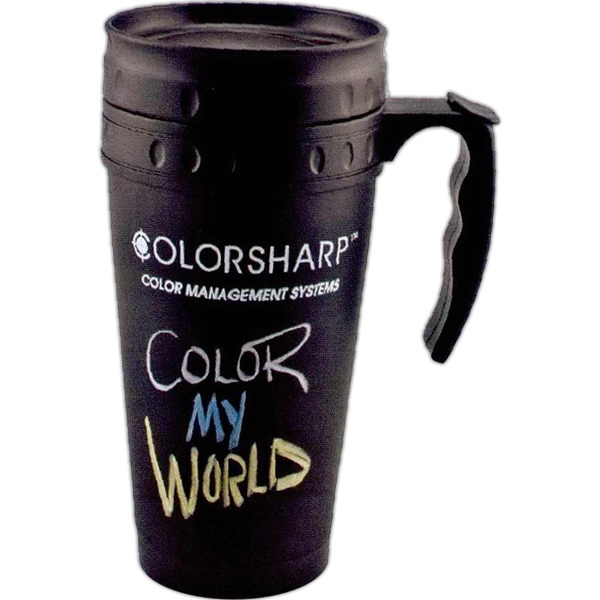 Black - 5 working days - Chalkboard travel mug with slide... from ASI 98290 ZZ OLD/Drop - World Wide Lines Inc / World Wide Line 