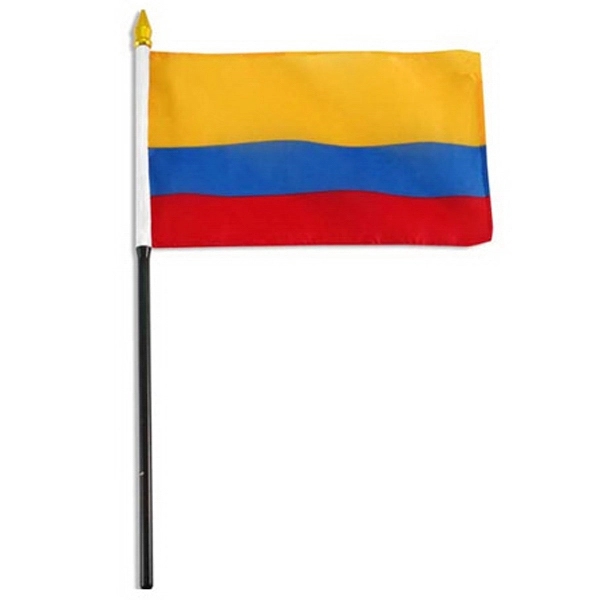 Colombia 4" x 6" flag made from polyester fabric with 10"... from ASI 45100 Chulani Promotional Products, Inc / Competitive Edge Innovations/Chulani