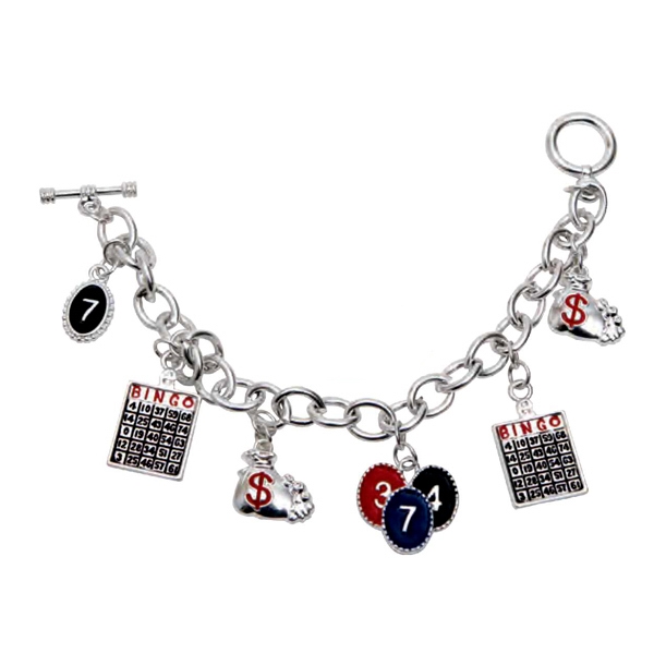 Silver-plated charm bracelet measuring 8" long with an Egyptian toggle and... from ASI 79370 ZZ DROPPED -The Premium Line / The Premium Line