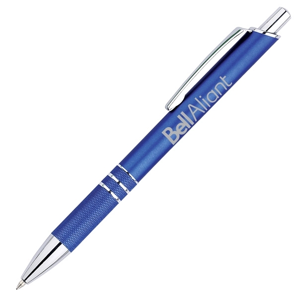 Black push action plastic pen, non-slip textured grip.... from ASI 42920 Busrel Inc