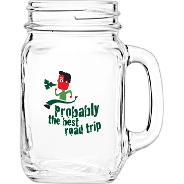 Clear glass mason jar style traditional mug with handle, 16 oz.... from ASI 39552 BEL Promo
