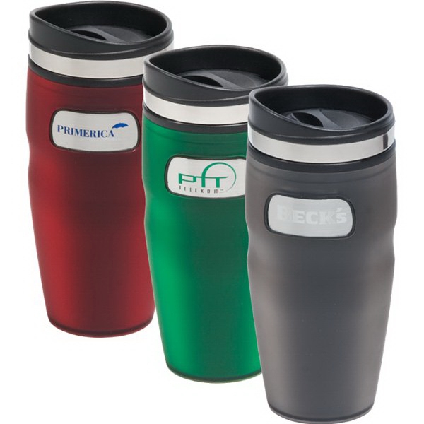 Indent medallion tumbler 16 oz, with spill resistant lid.... from ASI 89320 Starline USA Inc / Starline