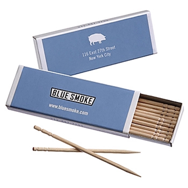 Ten full-length boxed 2.5" toothpicks with UV gloss coating.... from ASI 31490 Admatch Corporation / Admatch-Regal