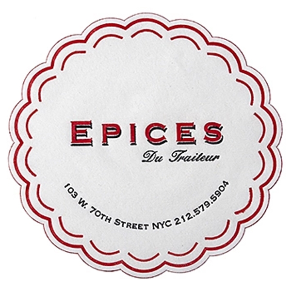 Soft 4" scalloped embossed coaster made of white compressed 7-ply tissue.... from ASI 31490 Admatch Corporation / Admatch-Regal