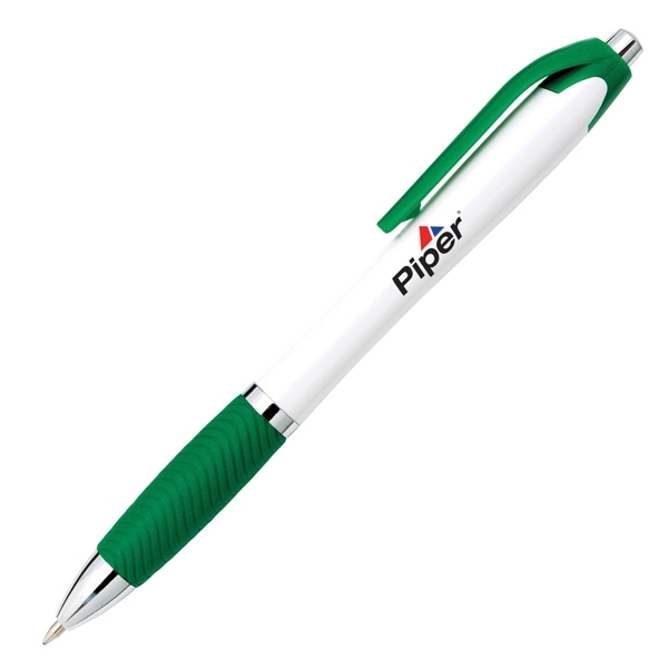 Push action satin finish plastic pen with silicone colored grip.... from ASI 42920 Busrel Inc