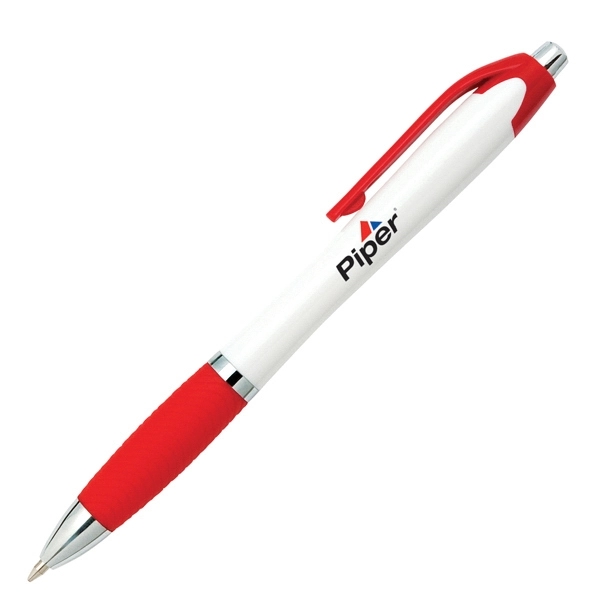 Push action satin finish plastic pen with silicone colored grip.... from ASI 42920 Busrel Inc