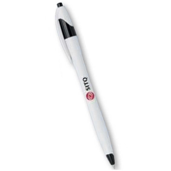 Push action white plastic pen with colored trim.... from ASI 42920 Busrel Inc