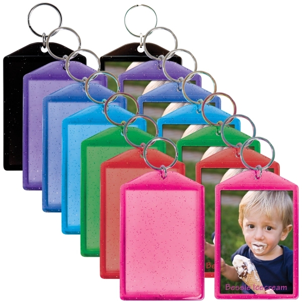 Translucent sparkle snap-in key tag with insert slot for a photograph.... from ASI 62190 Illini