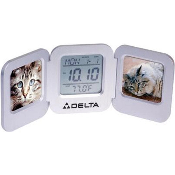 Aluminum dual 2" x 2" photo frame clock.... from ASI 31570 Advantage Industries / AdVantage Line®