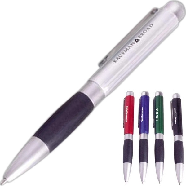 Twist retractable ballpoint pen with a brushed finish and soft grip... from ASI 31570 Advantage Industries / AdVantage Line®