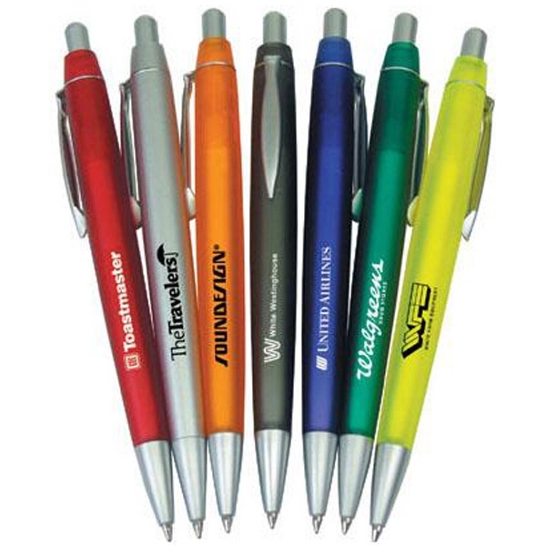 Functional ballpoint pen with satin pewter finish on the plunger, clip... from ASI 31570 Advantage Industries / AdVantage Line®