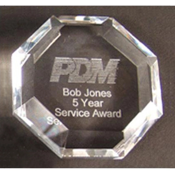 24% Lead crystal faceted octagon paperweight.... from ASI 31570 Advantage Industries / AdVantage Line®