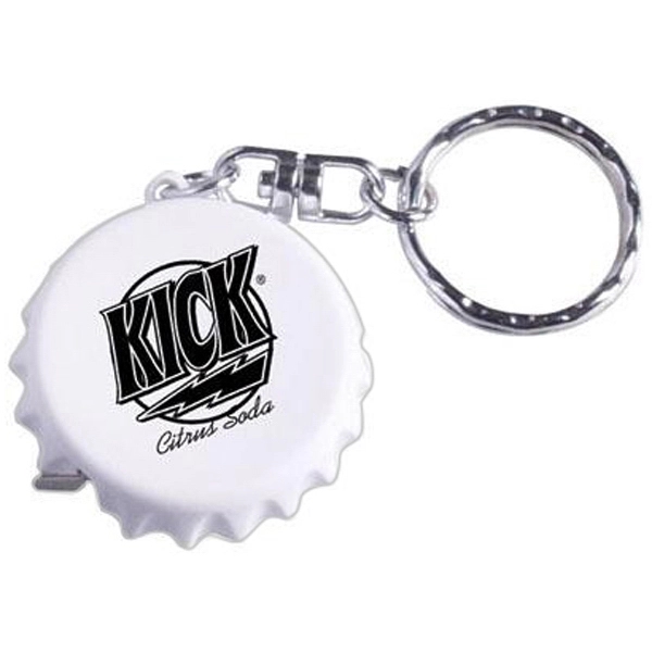 Bottle cap shaped key ring with 3' metal tape measure.... from ASI 31570 Advantage Industries / AdVantage Line®