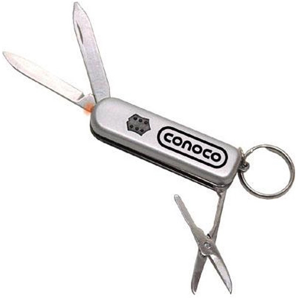 Aluminum pocket knife key ring with LED light, scissors and more.... from ASI 31570 Advantage Industries / AdVantage Line®