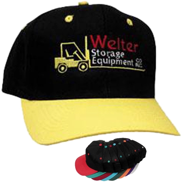Two-tone cotton twill cap with adjustable plastic strap.... from ASI 31570 Advantage Industries / AdVantage Line®
