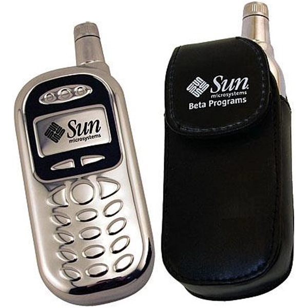 Stainless steel cell phone flask with leather carrying case.... from ASI 31570 Advantage Industries / AdVantage Line®
