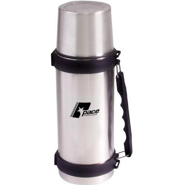 Stainless vacuum bottle with large plastic handle and detachable shoulder strap.... from ASI 31570 Advantage Industries / AdVantage Line®