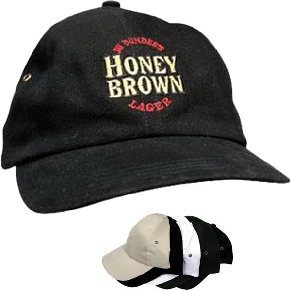 Six panel low profile solid color sandwich bill brushed cotton cap.... from ASI 31570 Advantage Industries / AdVantage Line®