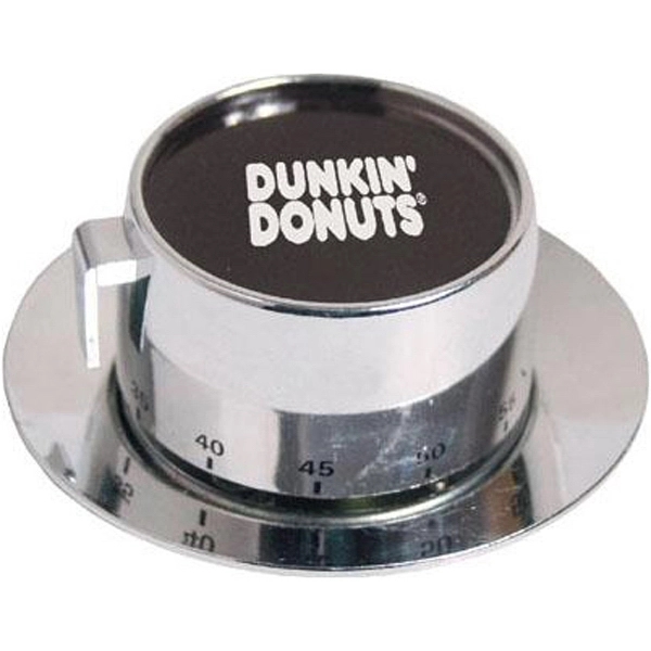 Metallic chrome finish, coffee cup shape 60 minute kitchen timer.... from ASI 31570 Advantage Industries / AdVantage Line®