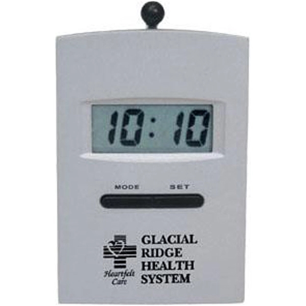 Slim die cast LCD desk alarm clock with chrome plated easel... from ASI 31570 Advantage Industries / AdVantage Line®