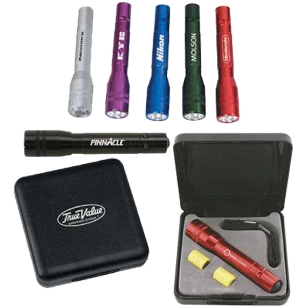 Anodized aluminum mini LED flashlight gift set.... from ASI 31570 Advantage Industries / AdVantage Line®